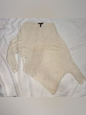 BCBGMAXAZRIA Ivory Open Knit Dolman Sweater Asymmetrical Pullover Large